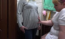 Nurse, pump milky enema in my pregnant milf hairy pussy then massage!