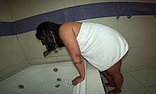 Horny motel slut fingers pussy in tub then exhales smoke teasingly into your mouth?