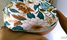 big ass mature sneaks away from husband for wild pov doggystyle creampie pounding