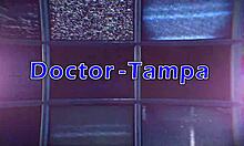 dr tampa probes mara luv shaved pussy vibrator pierced nipples backstage