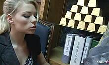 Tiny college blonde picked up for whitezilla monster cock casting couch deepthroat session