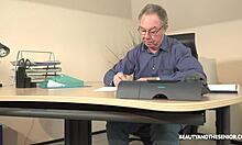 Old Boss Pounds Skinny Teen Secretary Deep in Job Interview Office