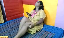 Indian bhabhi rides husband's cock but penis slips out during dirty talk creampie