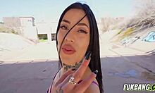 shy petite teen drilled deep in public barcelona streets