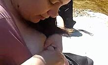 Huge Tits Girlfriend Rubs Boobs Flashing In Public