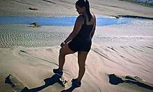 licking her sweaty armpits and salty beach pussy turns me on so much