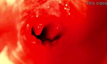 pregnant fuck doll moans through huge cock creampie orgasm close-up