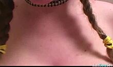 oh man my pigtails bounce while i squeeze and play these huge tits nonstop