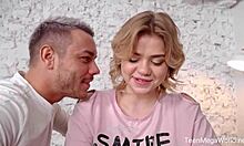 Bella Breeze Begs Couple to Grab Her Big Natural Tits During Doggystyle Deepthroat Ride!