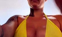 see-through bikini at beach gym piercing draws hungry stares