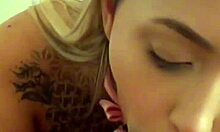 Petite tattooed blonde teen rides big cock pov then rimjob to doggystyle cumshot