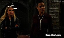 czech babe betrayed into bondage as submissive lesbian slave gets femdom branded humiliated for sale