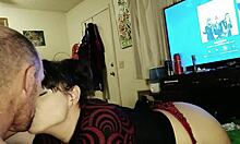 whoa check out this busty milf twerking her fat ass then gagging on monster cock deepthroat facefuck 💦🍑😈