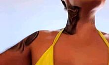 see-through bikini at beach gym piercing draws hungry stares