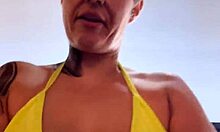 see-through bikini at beach gym piercing draws hungry stares