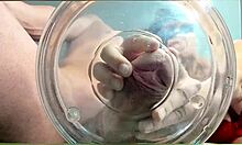 gilf with tan lines jerks huge cock then takes slowmo cumshot in water with friend watching closeup