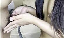 Thai teen student jerks huge load all over body in homemade pov handjob