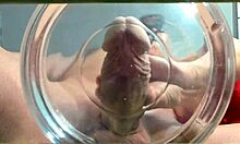 gilf with tan lines jerks huge cock then takes slowmo cumshot in water with friend watching closeup