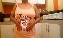 big ass busty stepmom fingers pussy in kitchen 🔥🍑💦