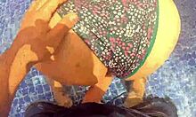 surprised big ass milf caught masturbating by pool now taking rough doggystyle pounding to cumshot