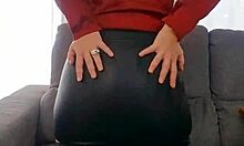 leather skirt hugs my voluptuous ass so teasingly