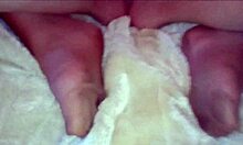 GEILE HAIRY GRANNY IN NYLON PANTYHOSE TEASES FEET AND TOES CLOSE-UP