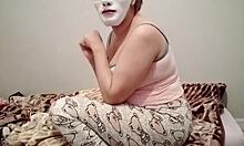 arab muslim babysitter cleans with massive downblouse tit tease