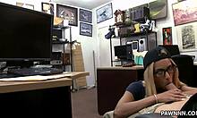 Desperate for her ring, she spreads wide for monster cock creampie payment in hidden pawn cam.