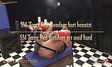 Bound teen Amanda screams as she's roughly used in red bondage?