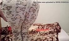 arab muslim babysitter cleans with massive downblouse tit tease