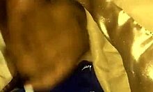 Girlfriend strokes friend's massive morning wood interracial cock close-up