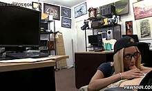 Desperate for her ring, she spreads wide for monster cock creampie payment in hidden pawn cam.