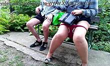 Step son fetishist meets lustful stepmom flashing tits outdoors