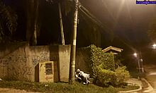 Wife Cheats Outdoors Bends Over for Rough Anal on Street Humiliating Cuckold Husband