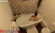 Naughty British Teen Fingering Dripping Wet Pussy in Bath While Neighbor Spies Curiously