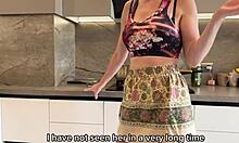 Wife's Silly Girlfriend Cheats Deepthroating Big Cock in Kitchen!