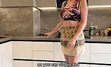 Wife's Silly Girlfriend Cheats Deepthroating Big Cock in Kitchen!