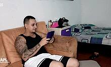 Brunette Amateur Big Tits Latina Squirts Moaning on Stepbrother's Huge Cock Cunnilingus Ride