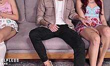 Stepdaddy rips clothes off innocent teen pussy for wet fingering