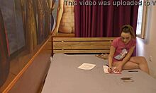 petite teen alice flashes shaved tight pussy and naked ass wearing just tshirt and shoes