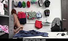 sarcastic redhead teen stripped ripped clothes punished rough office burglar doggy?