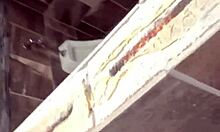 Wife sneaks to hotel gloryhole for public creampie risk