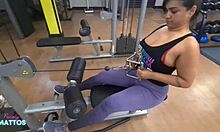 wet workout without panties to tease trainer then sweaty masturbation at home