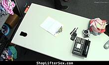 sarcastic redhead teen stripped ripped clothes punished rough office burglar doggy?