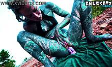 teasin my shaved ass an pussy with anal dildo... masturbatin til i gotta piss so bad!!