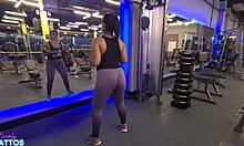 wet workout without panties to tease trainer then sweaty masturbation at home