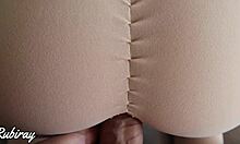 Gaming girl in ripped yoga pants: best blowjob ever then doggy cum on ass?!