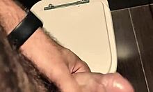 quick public handjob stroke in the shopping toilet