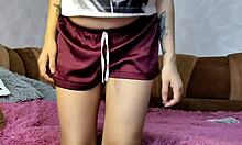 Pregnant girl fingers pussy and ass in bathroom solo