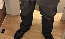 quick public handjob stroke in the shopping toilet